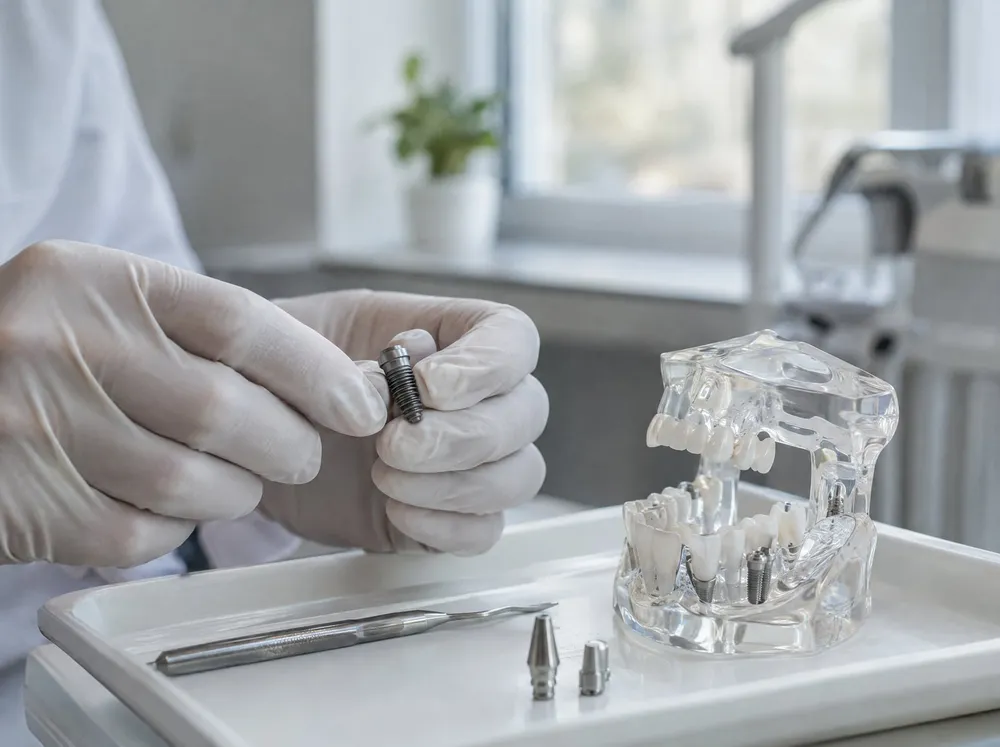 Trụ Implant và mô hình hàm răng